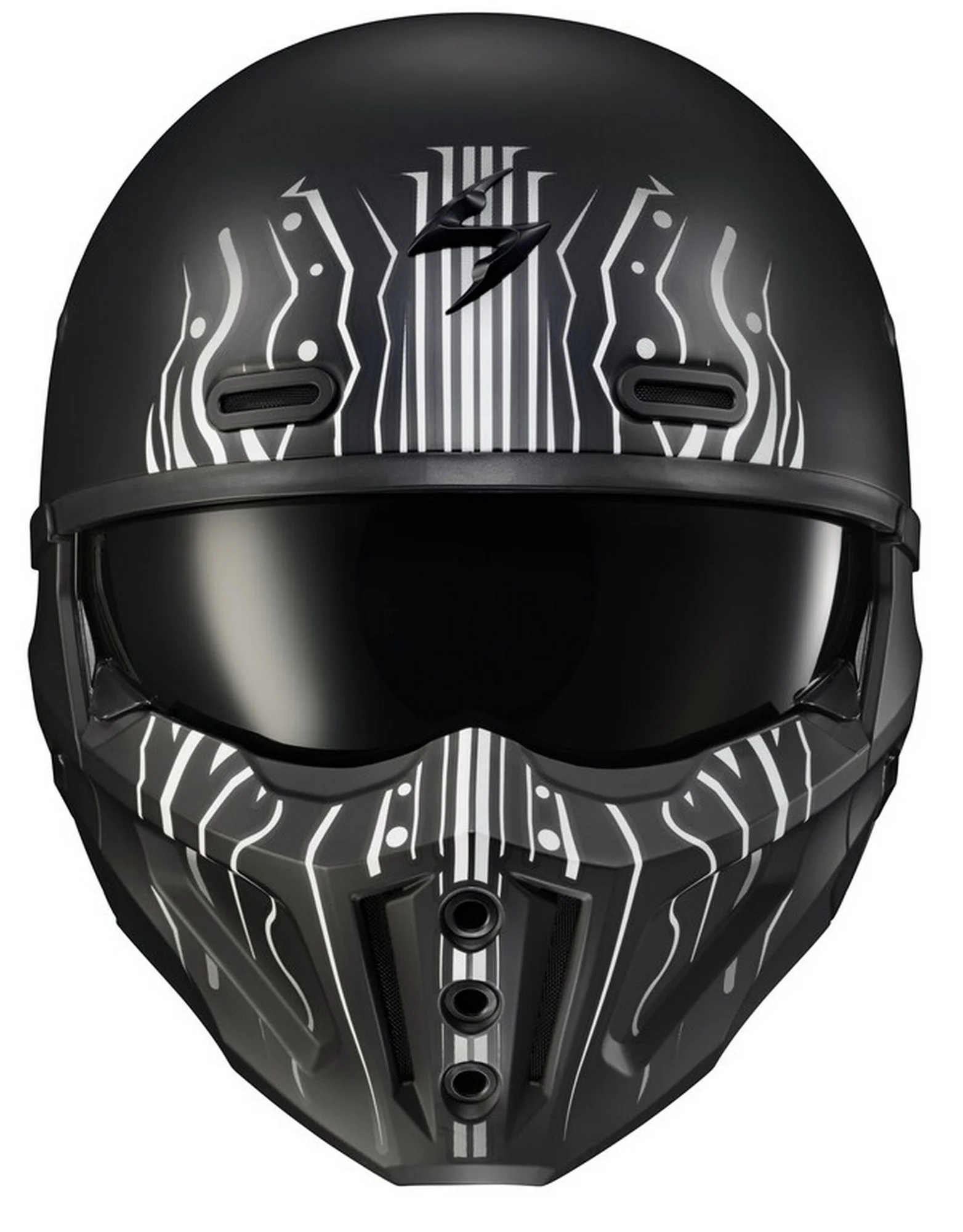 ScorpionEXO Covert X Tribe Helmet (X-Large, Matte Black/White) - Curated Treasures Market
