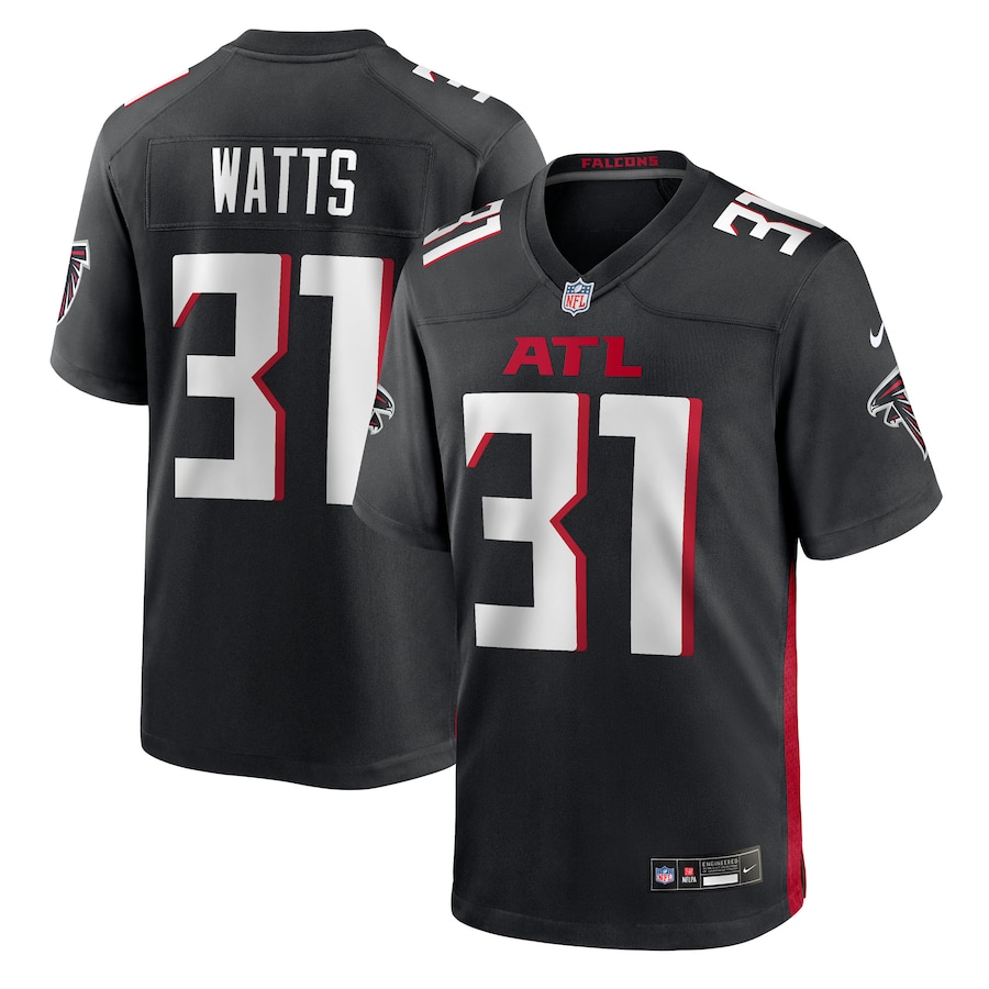 Men's Atlanta Falcons Xavier Watts Nike Black Team Game Jersey
