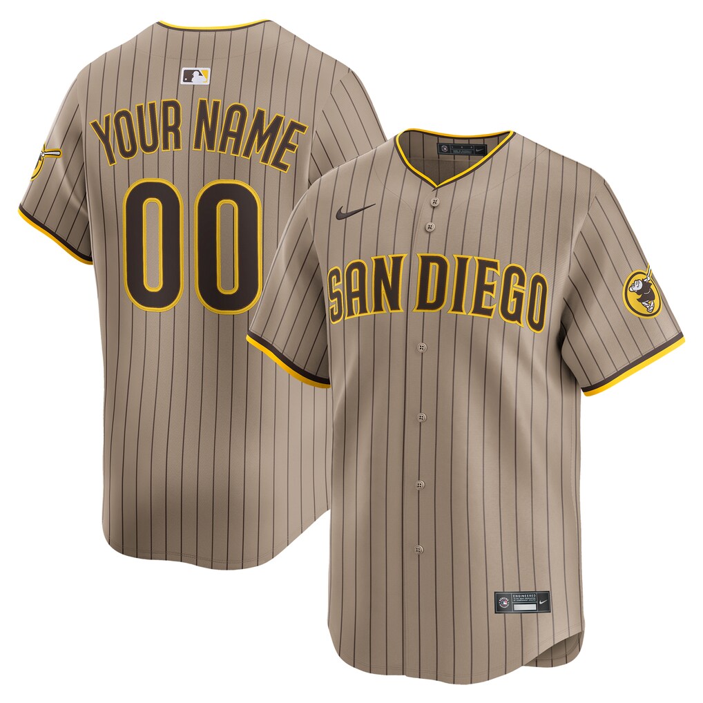 Men's San Diego Padres Nike Sand Alternate Limited Custom Jersey