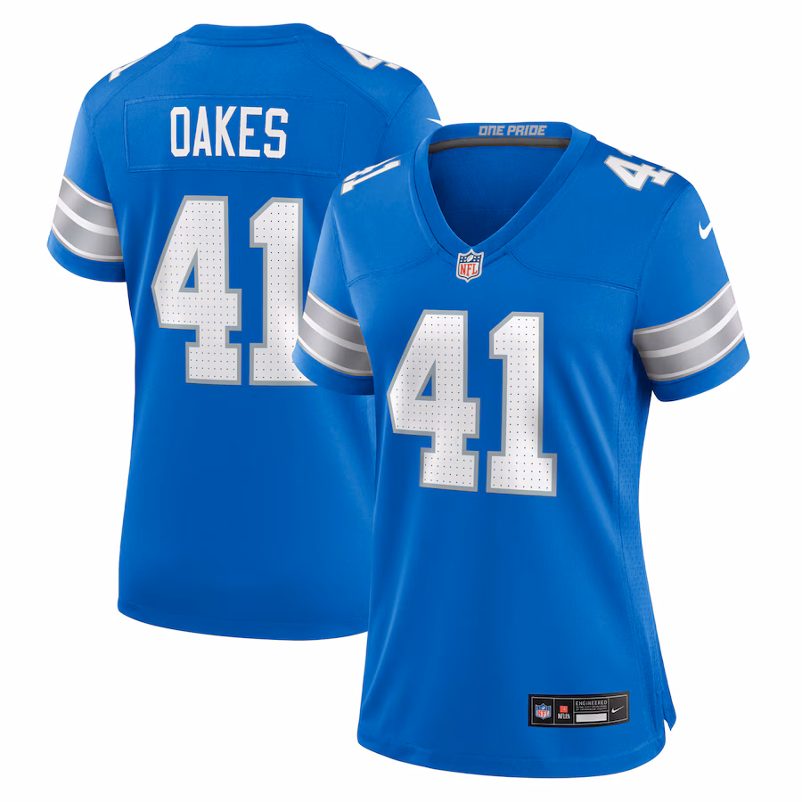 Women's Detroit Lions Gunnar Oakes Nike Blue Team Game Jersey