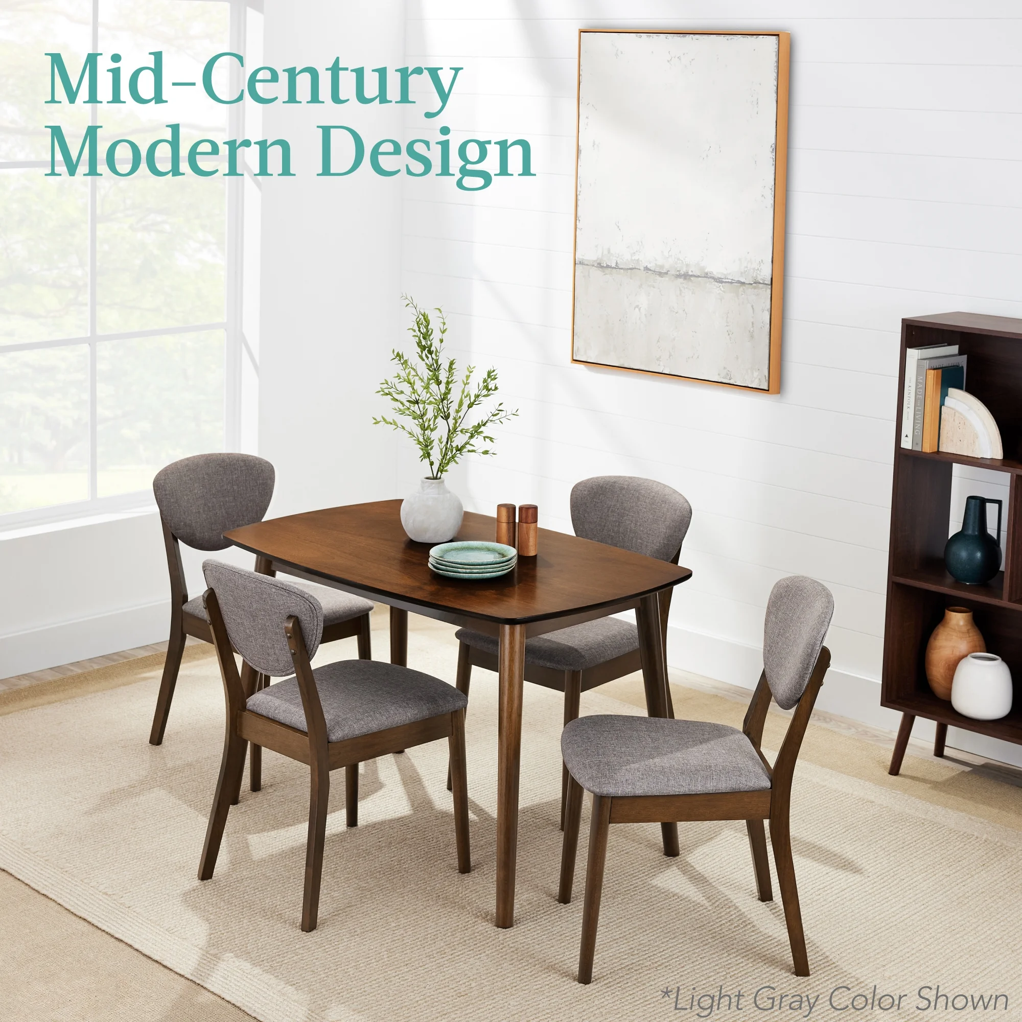 Best Choice Products 5-Piece Compact Wooden Mid-Century Modern Dining Set w/ 4 Chairs, Padded Seat & Back - Cream/Walnut - Curated Treasures Market