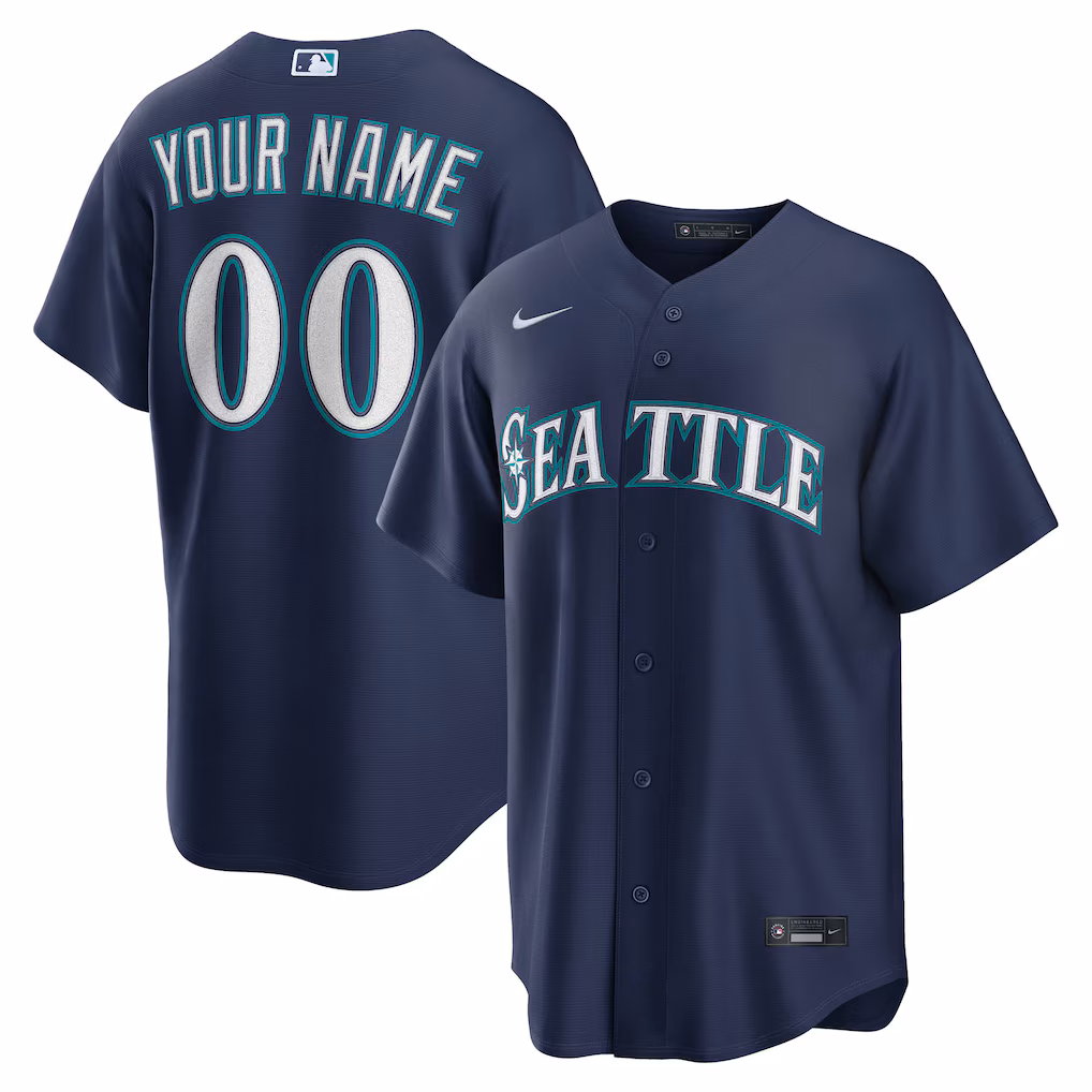 Men's Seattle Mariners Nike Navy Road Replica Custom Jersey