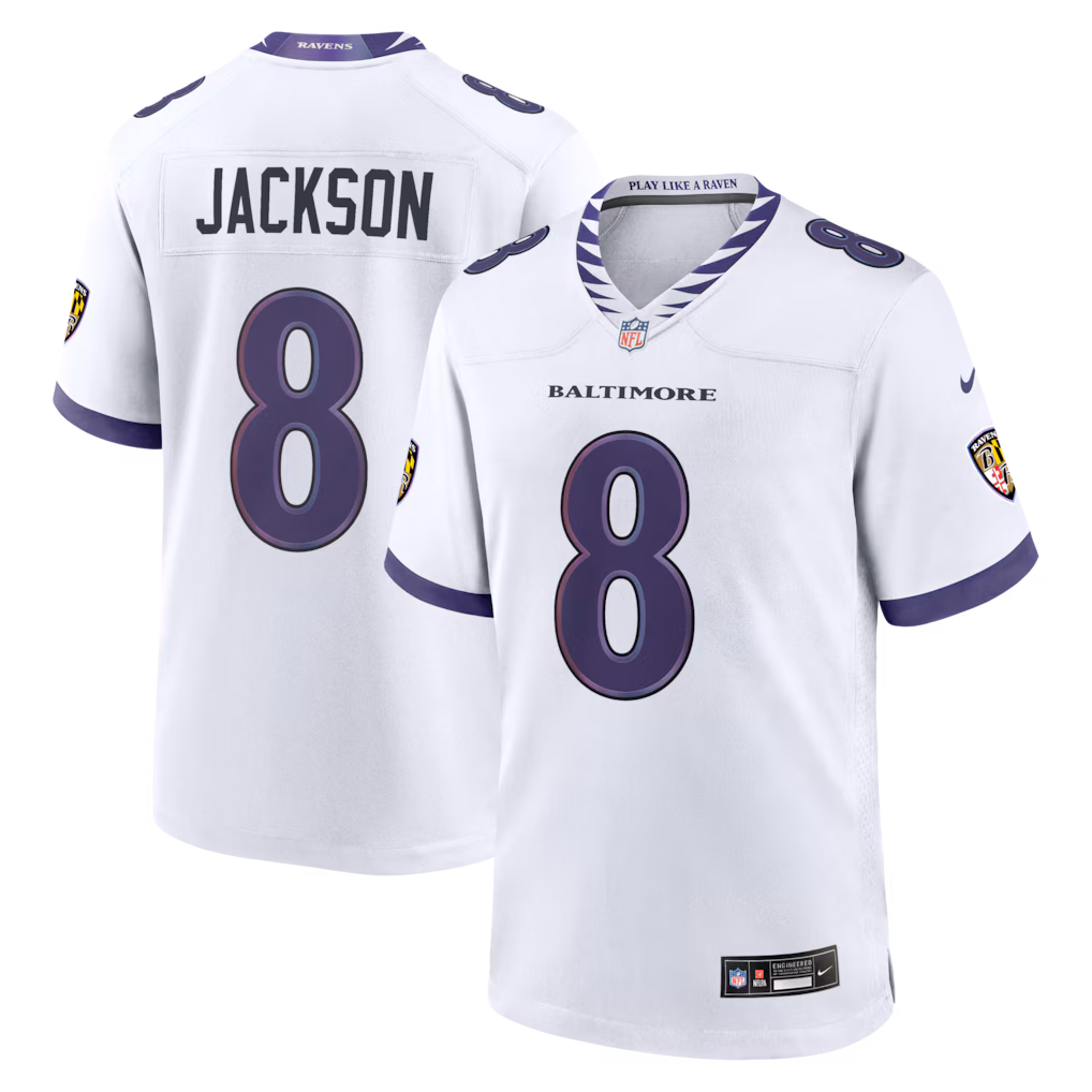Men's Baltimore Ravens Lamar Jackson Nike White Vapor F.U.S.E. Stitched Limited Jersey