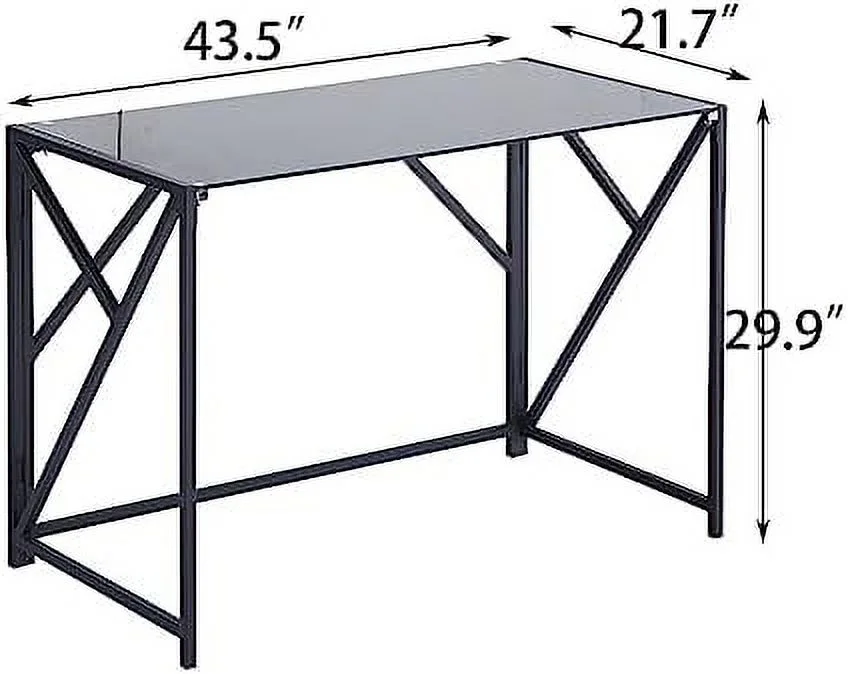 CGFHYP Modern Glass Computer Desk  Clear Study Table - Gaming Desks  Study Desk  and Workstation Table for Small Spaces - Stainless Steel Frame 43.5" x 21.7" x 29.9" - Curated Treasures Market