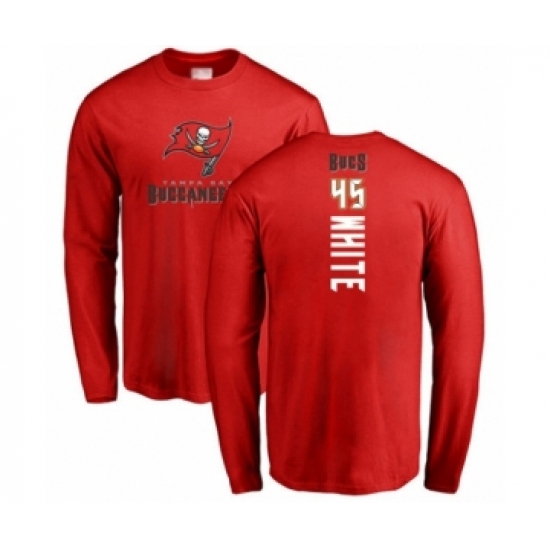 Football Tampa Bay Buccaneers #45 Devin White Red Backer Long Sleeve T-Shirt