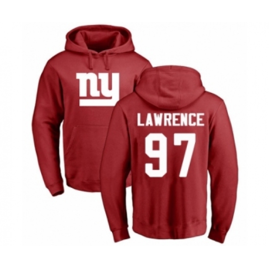 Football New York Giants #97 Dexter Lawrence Red Name & Number Logo Pullover Hoodie