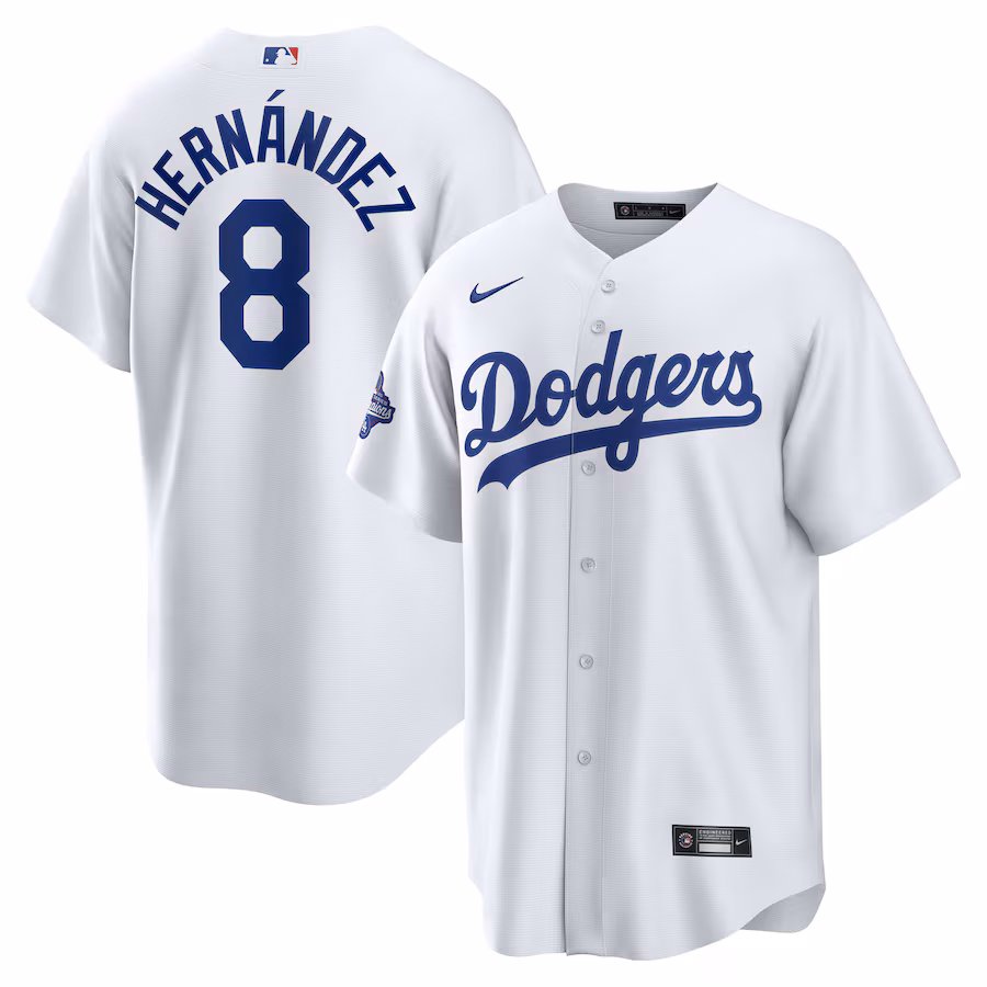 Men's Los Angeles Dodgers Enrique Hernández Nike White Home 2025 World Series Champions Replica Jersey