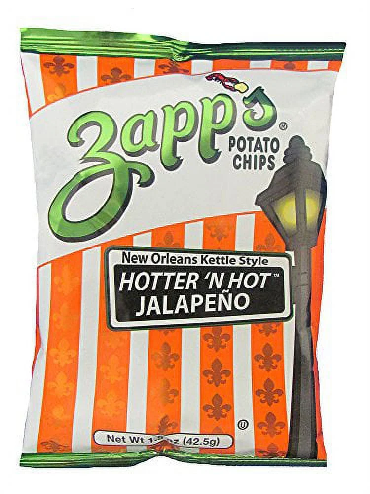 Zapp's New Orleans Kettle-Style Potato Chips, Hotter n Hot Jalapeno | Pack of 30 - Curated Treasures Market