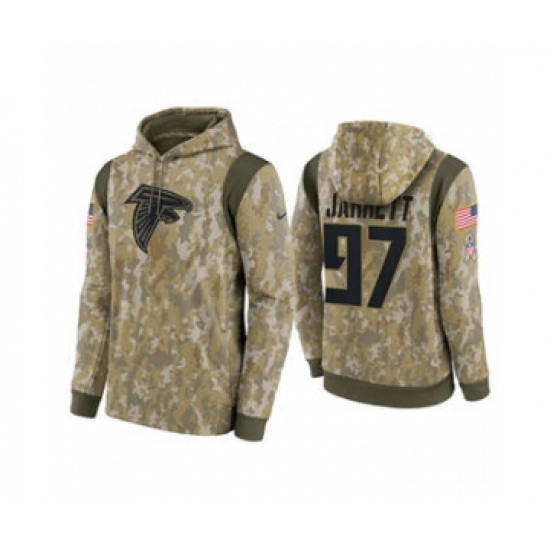 Men's Atlanta Falcons #97 Grady Jarrett Camo 2021 Salute To Service Therma Performance Pullover Football Hoodie