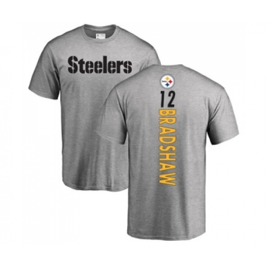 Football Pittsburgh Steelers #12 Terry Bradshaw Ash Backer T-Shirt