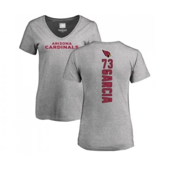 Football Women's Arizona Cardinals #73 Max Garcia Ash Backer V-Neck T-Shirt