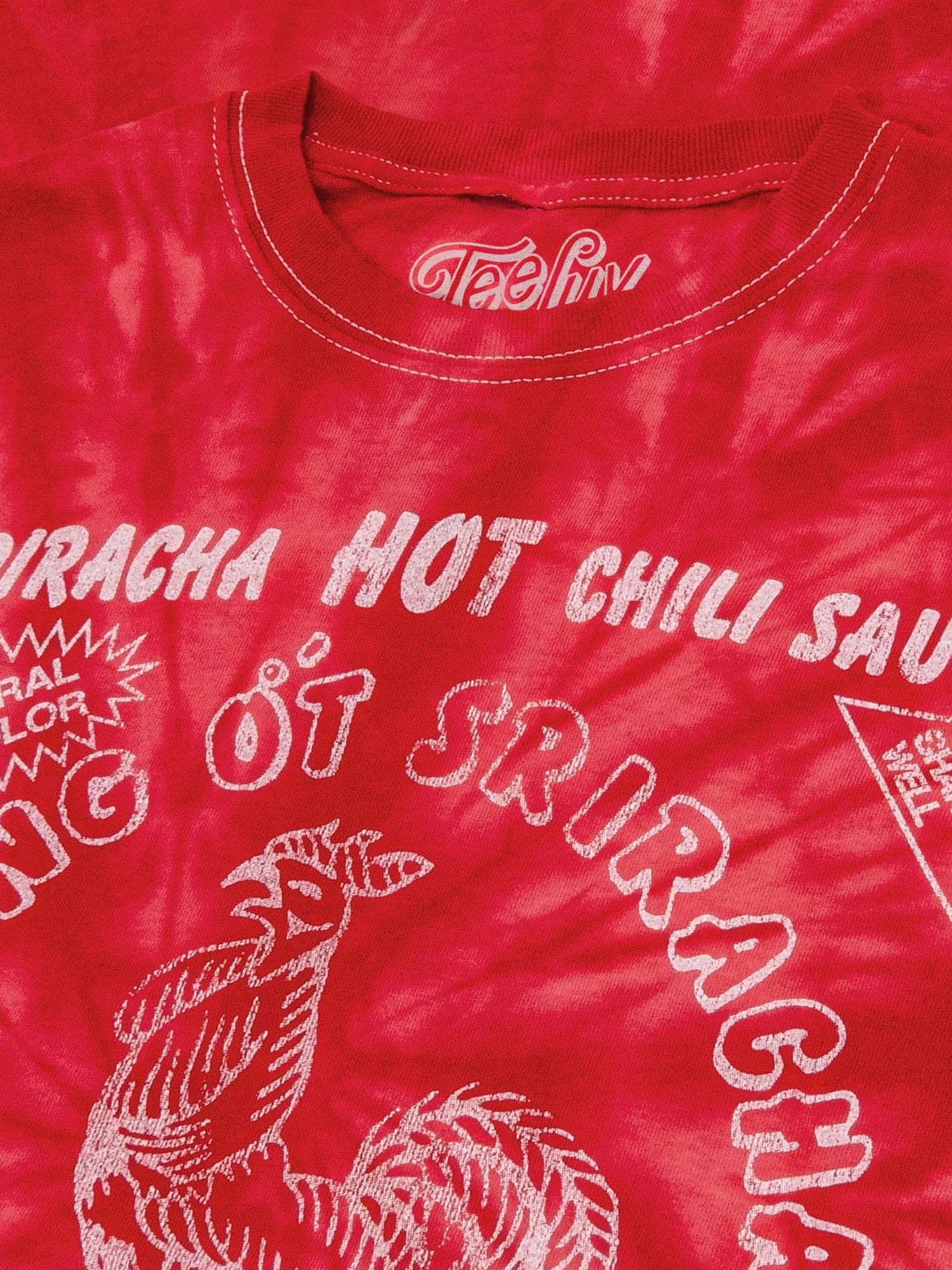 Tee Luv Men's Faded Tuong Ot Sriracha Hot Chili Sauce Logo Tie Dye Shirt (3XL) - Curated Treasures Market