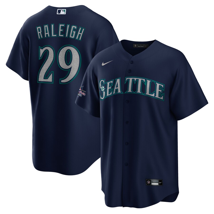 Men's Seattle Mariners Cal Raleigh Nike Navy 2025 MLB All-Star Game Road Replica Player Jersey