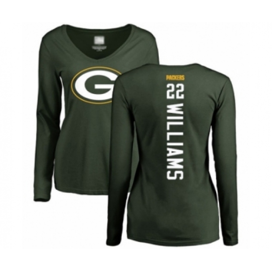 Football Women's Green Bay Packers #22 Dexter Williams Green Backer Long Sleeve T-Shirt