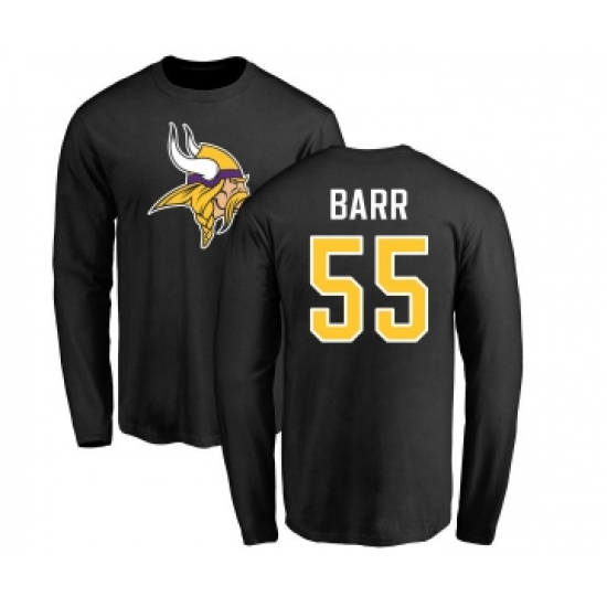Football Minnesota Vikings #55 Anthony Barr Black Name & Number Logo Long Sleeve T-Shirt