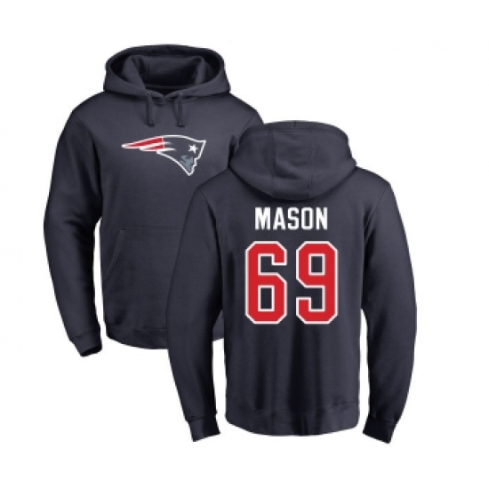 Football New England Patriots #69 Shaq Mason Navy Blue Name & Number Logo Pullover Hoodie