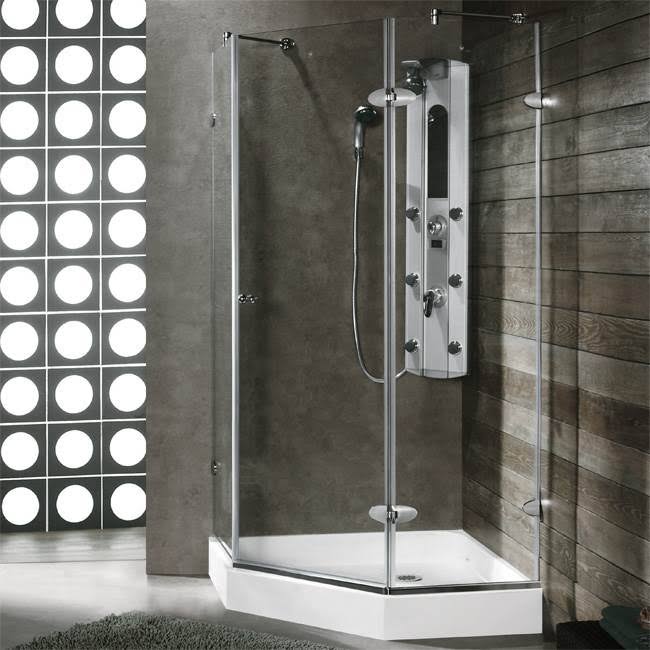 Vigo VG6061CHCL36WS Verona Frameless Neo-Angle Shower Enclosure with Low-Profile Base