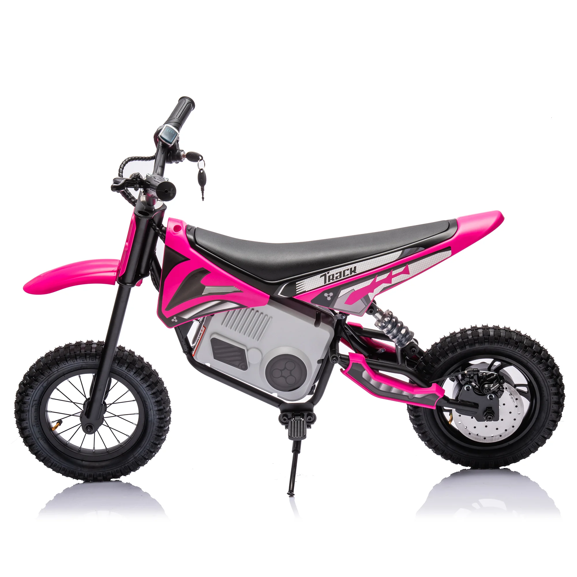 BISHE 24V Advanced Electric Dirt Pink Bike for Age 6+ Up to 50 Minutes Continuous Ride Time, Electric Motocross Hand-Operated Dual Brakes, Twist Grip Throttle, Speed Up to 10 MPH - Curated Treasures Market