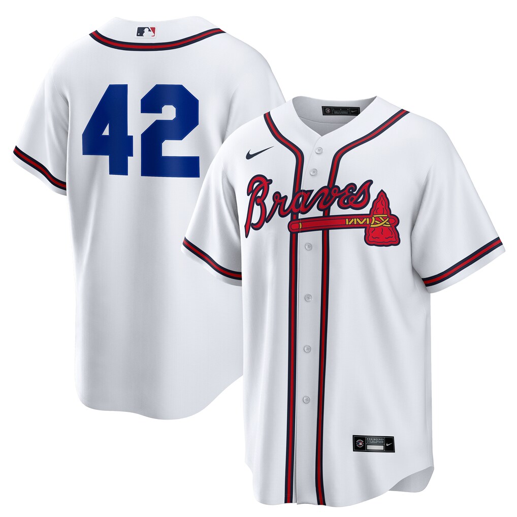 Men's Atlanta Braves Nike White Home  2025 Jackie Robinson Day Replica Jersey
