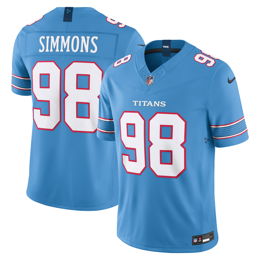 Men's Tennessee Titans Jeffery Simmons Nike Light Blue Vapor F.U.S.E. Sewn Down Limited Jersey