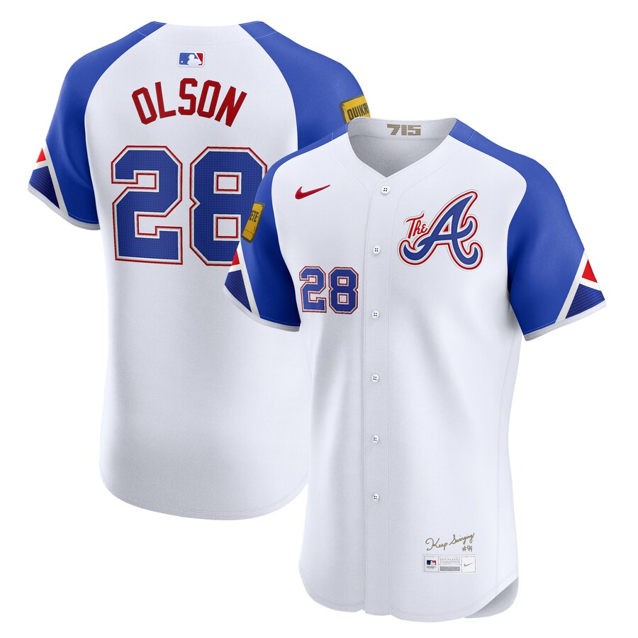 Men's Atlanta Braves Matt Olson Nike White City Connect Elite Jersey