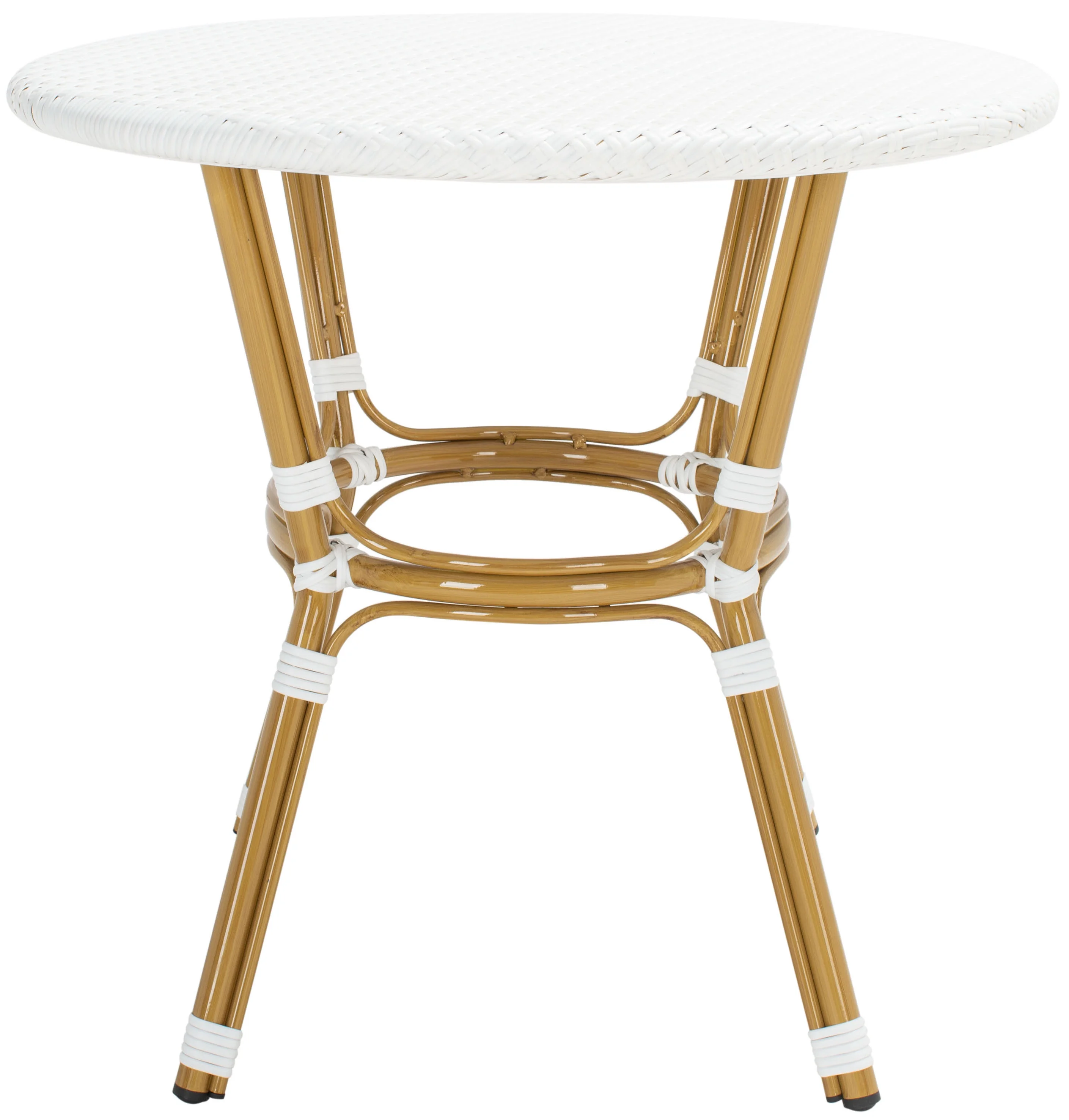 SAFAVIEH Sidford Outdoor Rattan Bistro Table, White - Curated Treasures Market