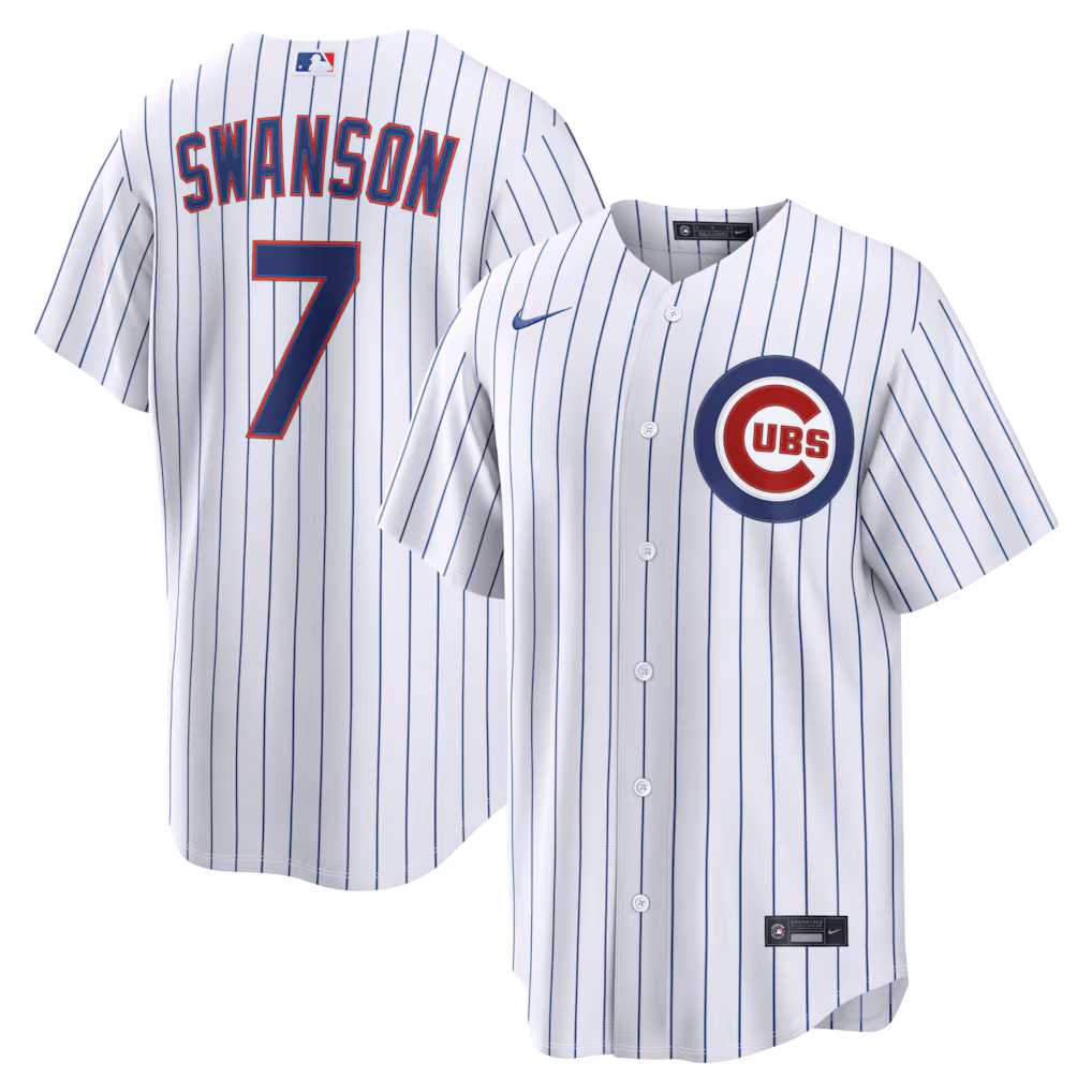 Men's Chicago Cubs Dansby Swanson Nike White Home Replica Jersey