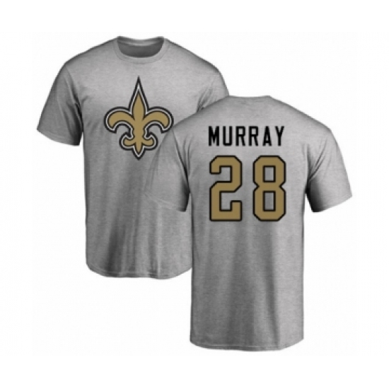 Football New Orleans Saints #28 Latavius Murray Ash Name & Number Logo T-Shirt