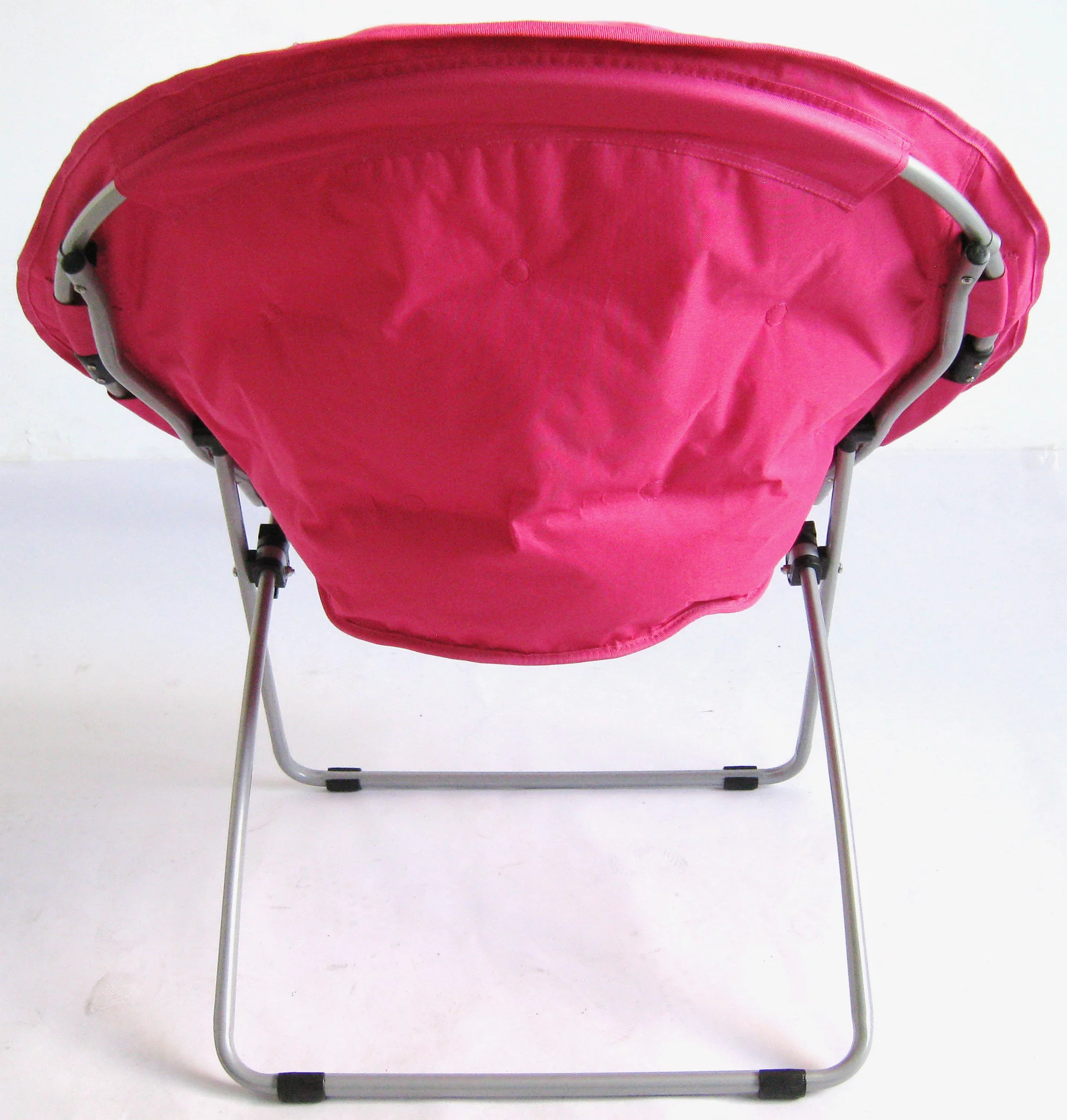 Zenithen Round Chair with High Gloss Silver Frame in Tufted Velvet Fabric, Pink - Curated Treasures Market