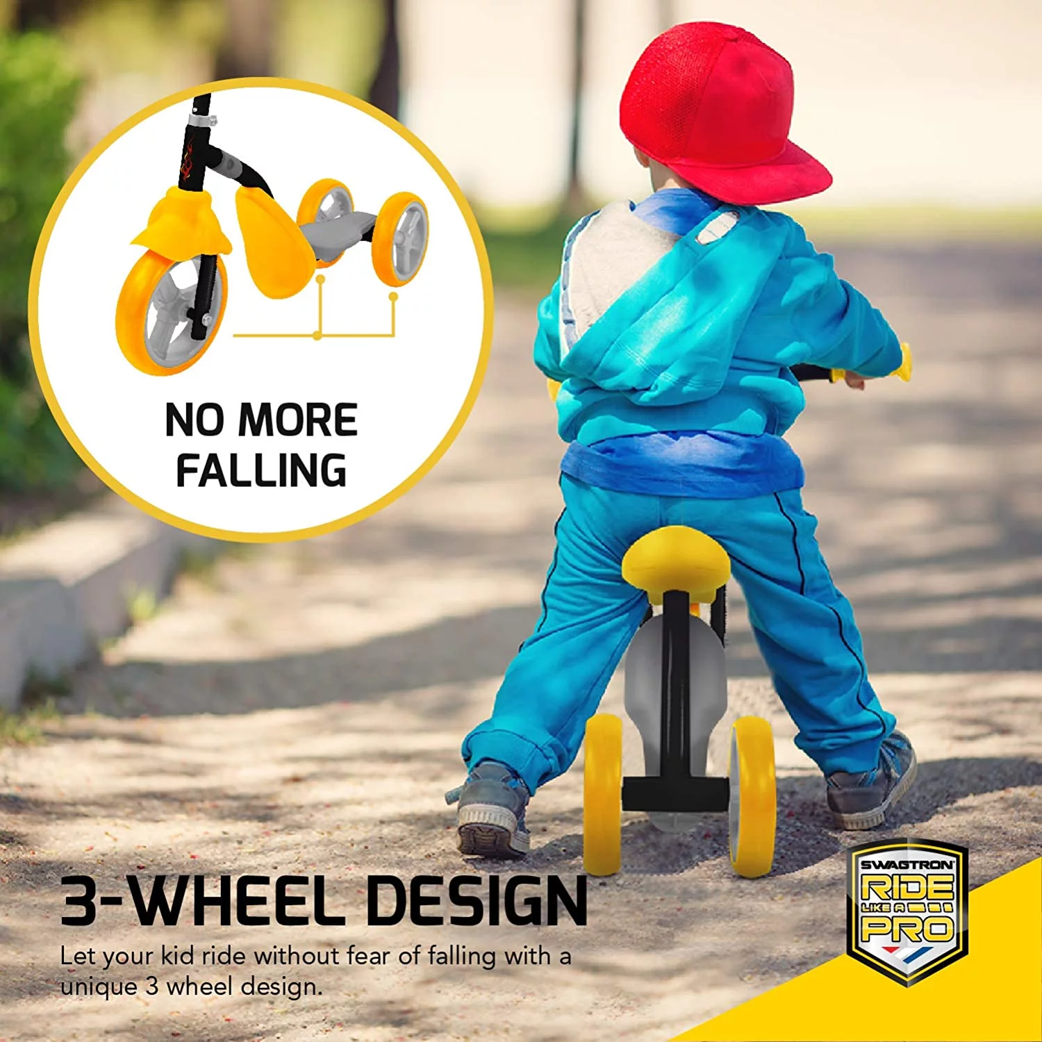 Swagtron K2 Toddler 3 Wheel Scooter & Ride-On Balance Trike 2-in-1 Adjustable Child Walker for 2, 3, 4, 5 Year Old Boy or Girl (Recertified)