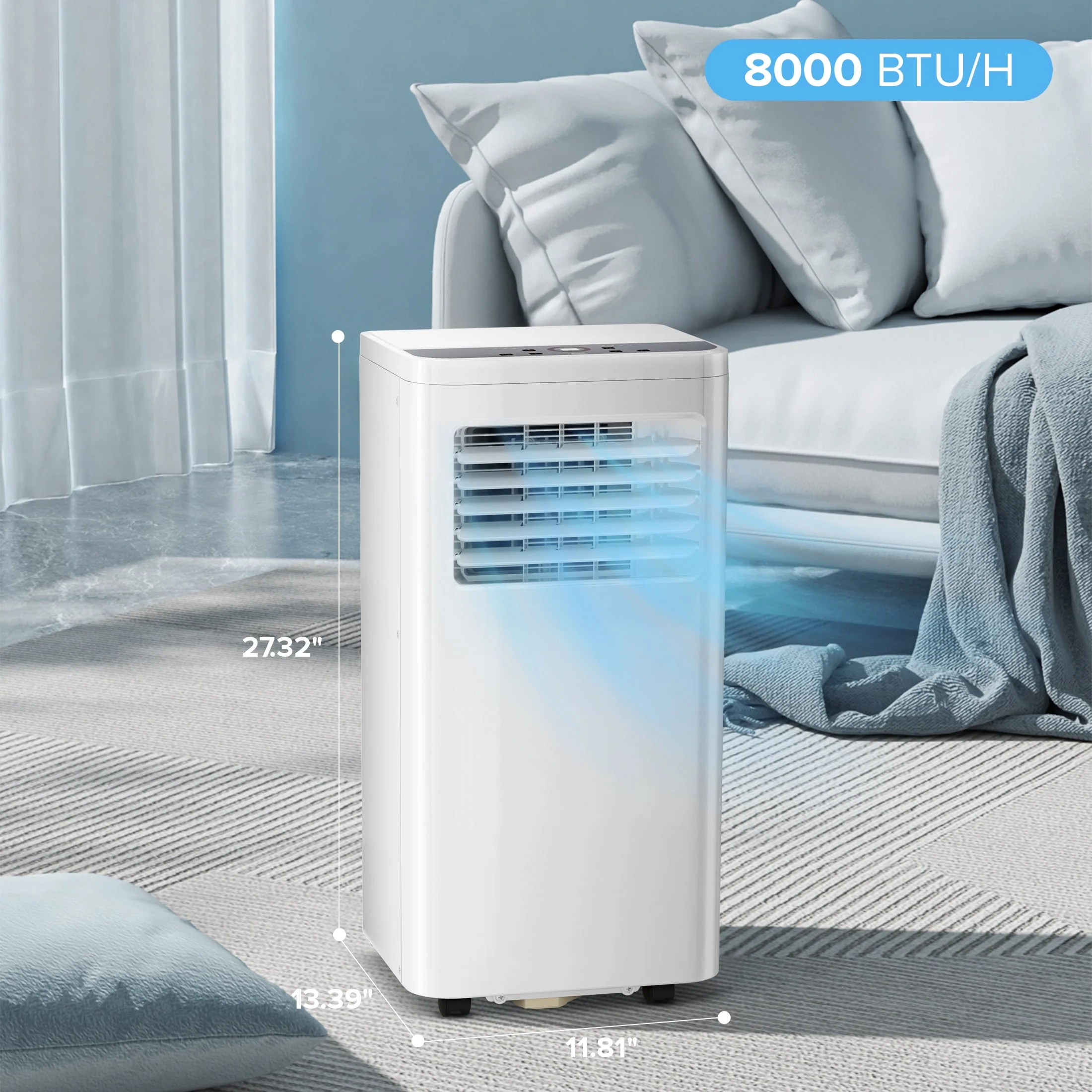 LHRIVER Portable Air Conditioners with Window Kits 5000BTU (8000 BTU ASHRAE), Dehumidifier, 2 Fan Speeds, AC Unit for Room