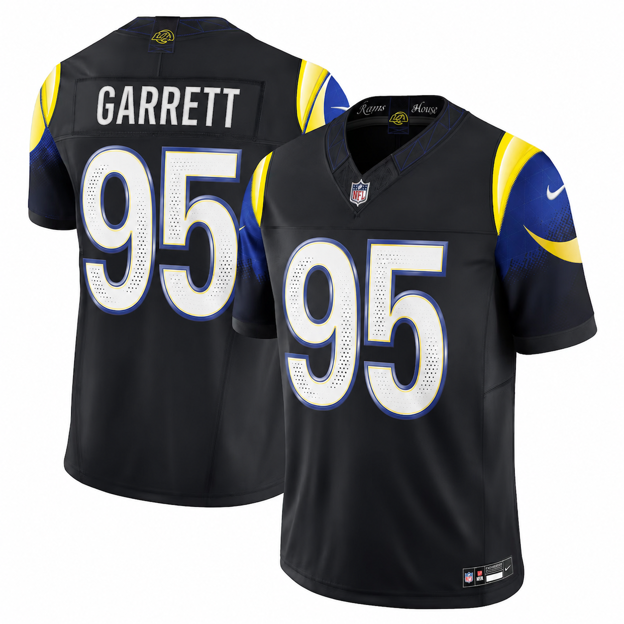 Men's Los Angeles Rams Myles Garrett Nike Midnight Blue 2025 Rivalries Collection Vapor F.U.S.E. Stitched Limited Jersey