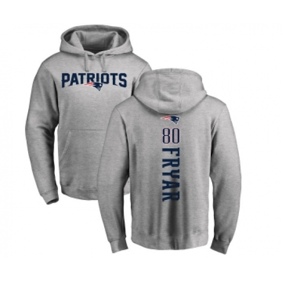 Football New England Patriots #80 Irving Fryar Ash Backer Pullover Hoodie