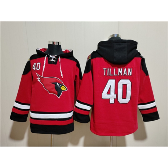 Men's Arizona Cardinals #40 Pat Tillman Red Ageless Must-Have Lace-Up Pullover Hoodie