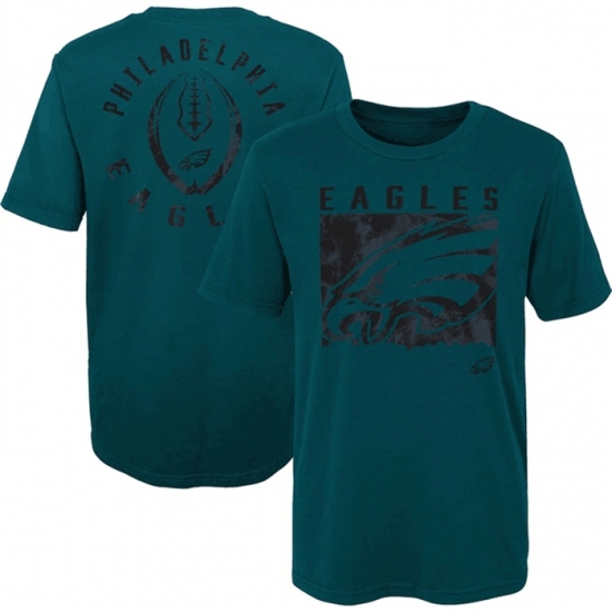 Men's Philadelphia Eagles Green Preschool Liquid Camo Logo T Shirt