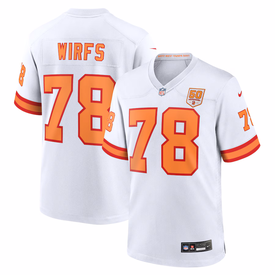 Men's '76 Tampa Bay Buccaneers Tristan Wirfs Nike White 50th Season Game Jersey