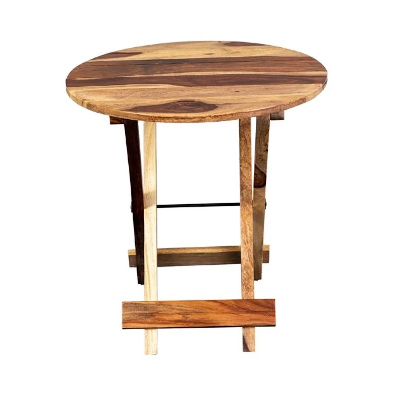 Hawthorne Collections Solid Wood Round Accent Table - Harvest Brown - Curated Treasures Market
