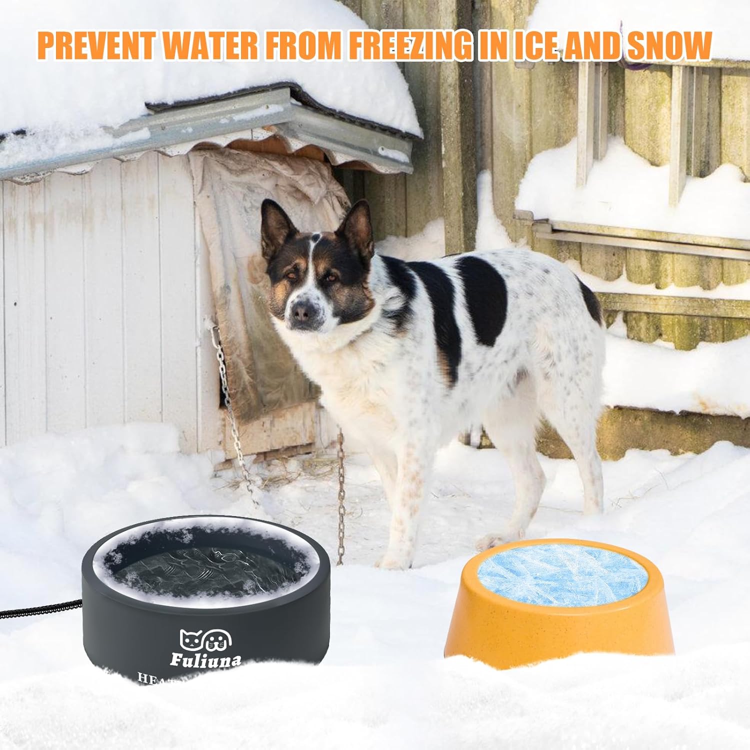 Outdoor Heated Pet Bowl with Chew Resistant Cord, Thermal Bowl Provides Drinkable Water in Winter for Dogs, Cats, Rabbits, Chickens, Ducks - 0.85 Gallon