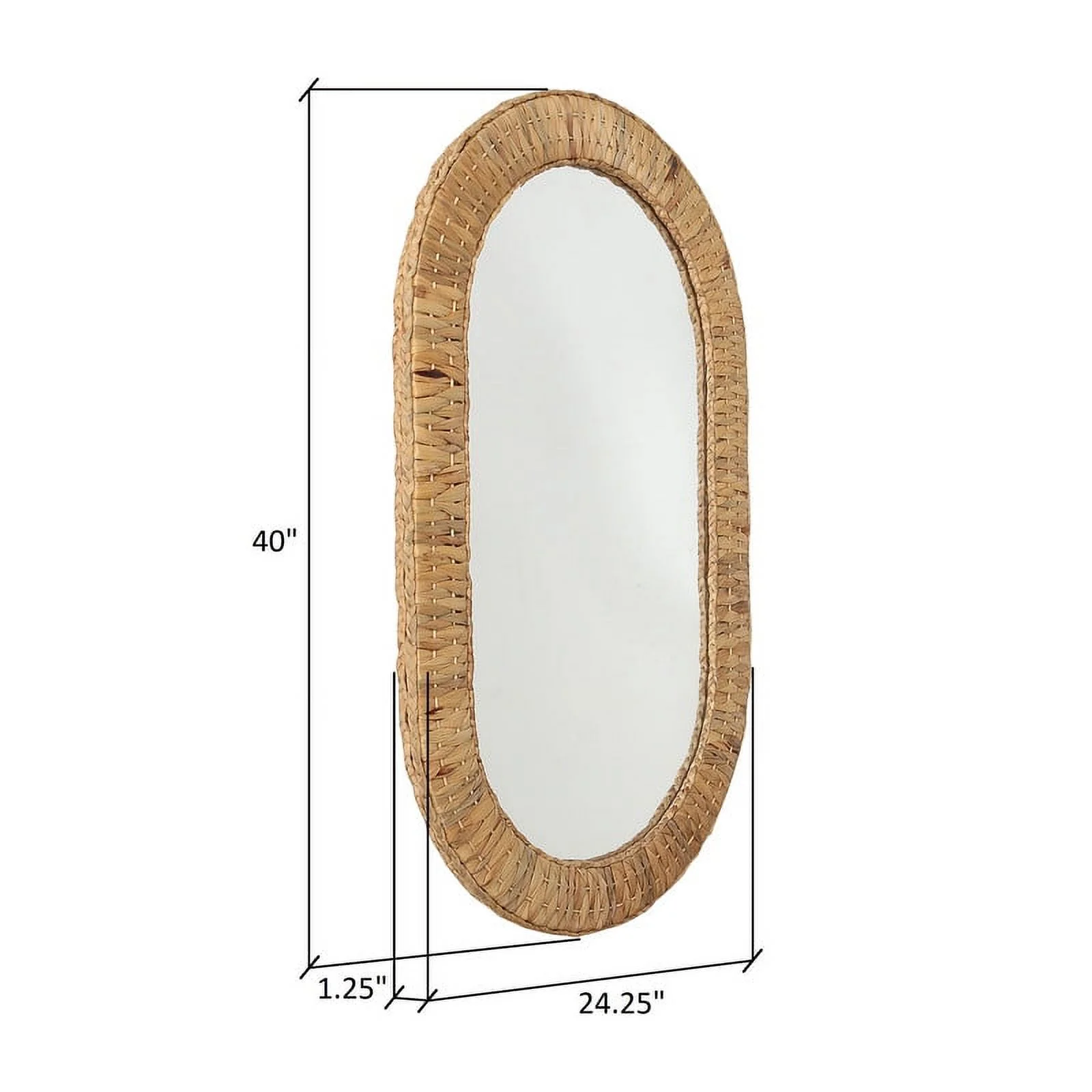Oasis Grass Oval Rattan Woven Boho Wall Mirror - nonisabriya