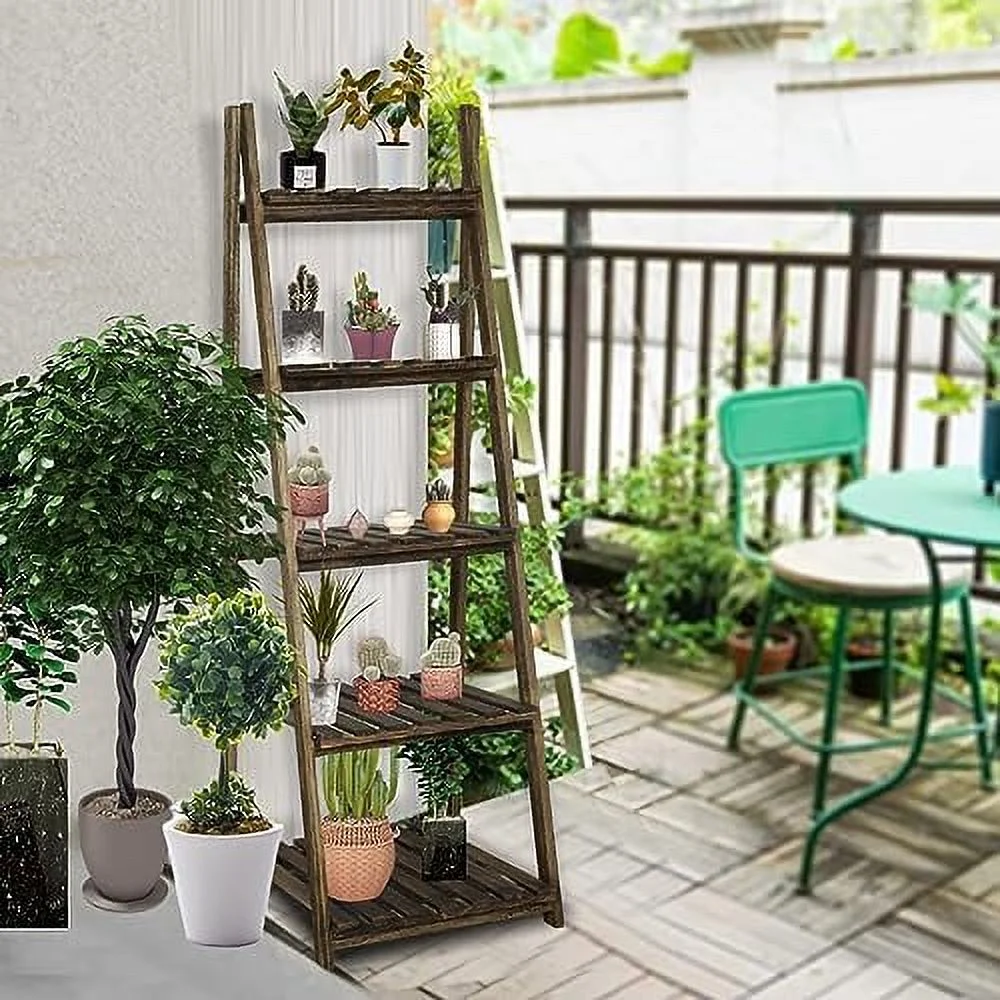 CHNBVC TAG 3 Tier Ladder   Wood -Shaped Bookshelves Ladder Bookcase Decorative Leaning Ladder   Plant Display   Rack  Room  Home  Office  Kitchen  Bedroom  Balcony - Curated Treasures Market