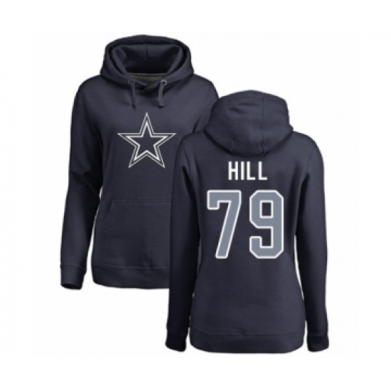 Football Women's Dallas Cowboys #79 Trysten Hill Navy Blue Name & Number Logo Pullover Hoodie