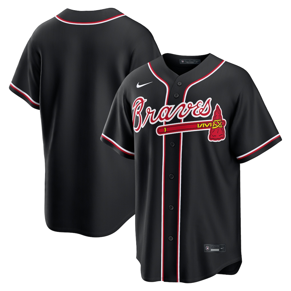 Men's Atlanta Braves Nike Fashion Replica Black Out Jersey