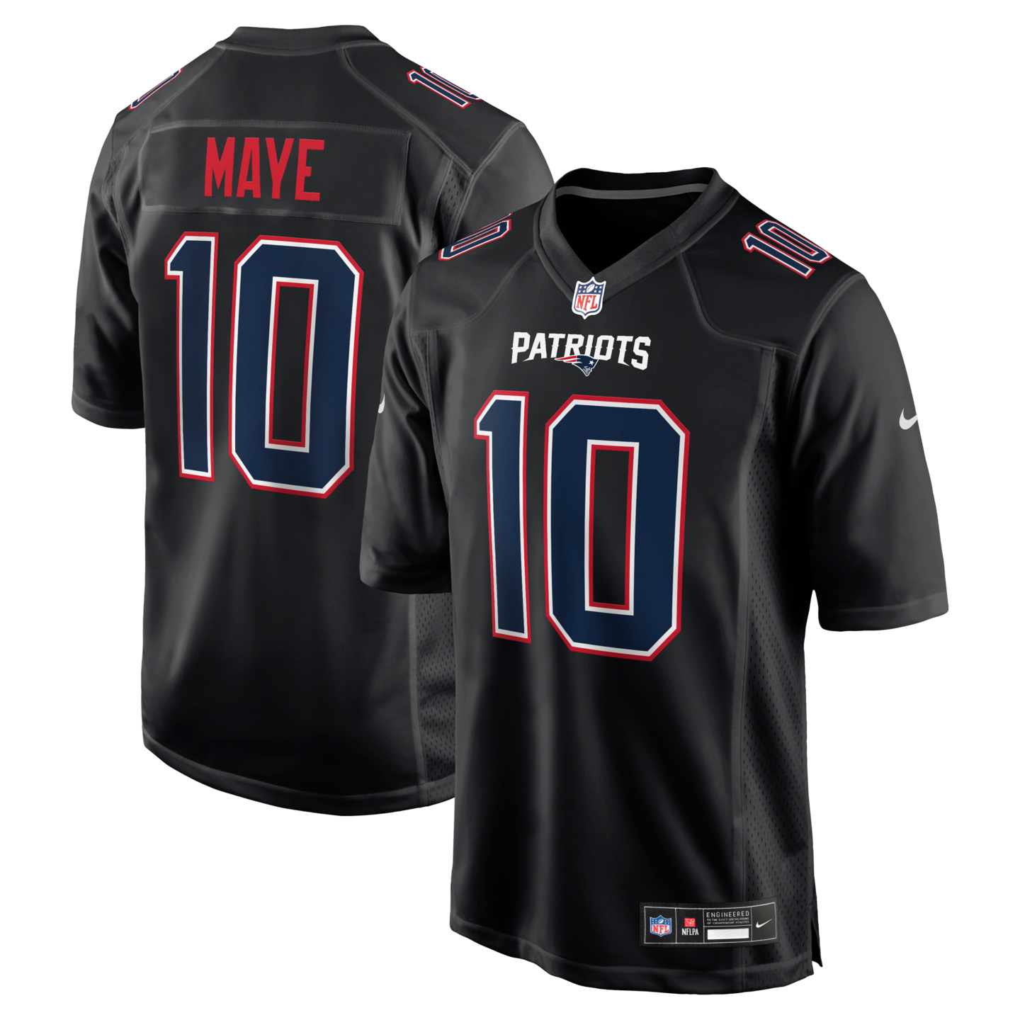 Men's New England Patriots Drake Maye Nike Carbon Black Fashion Game Jersey
