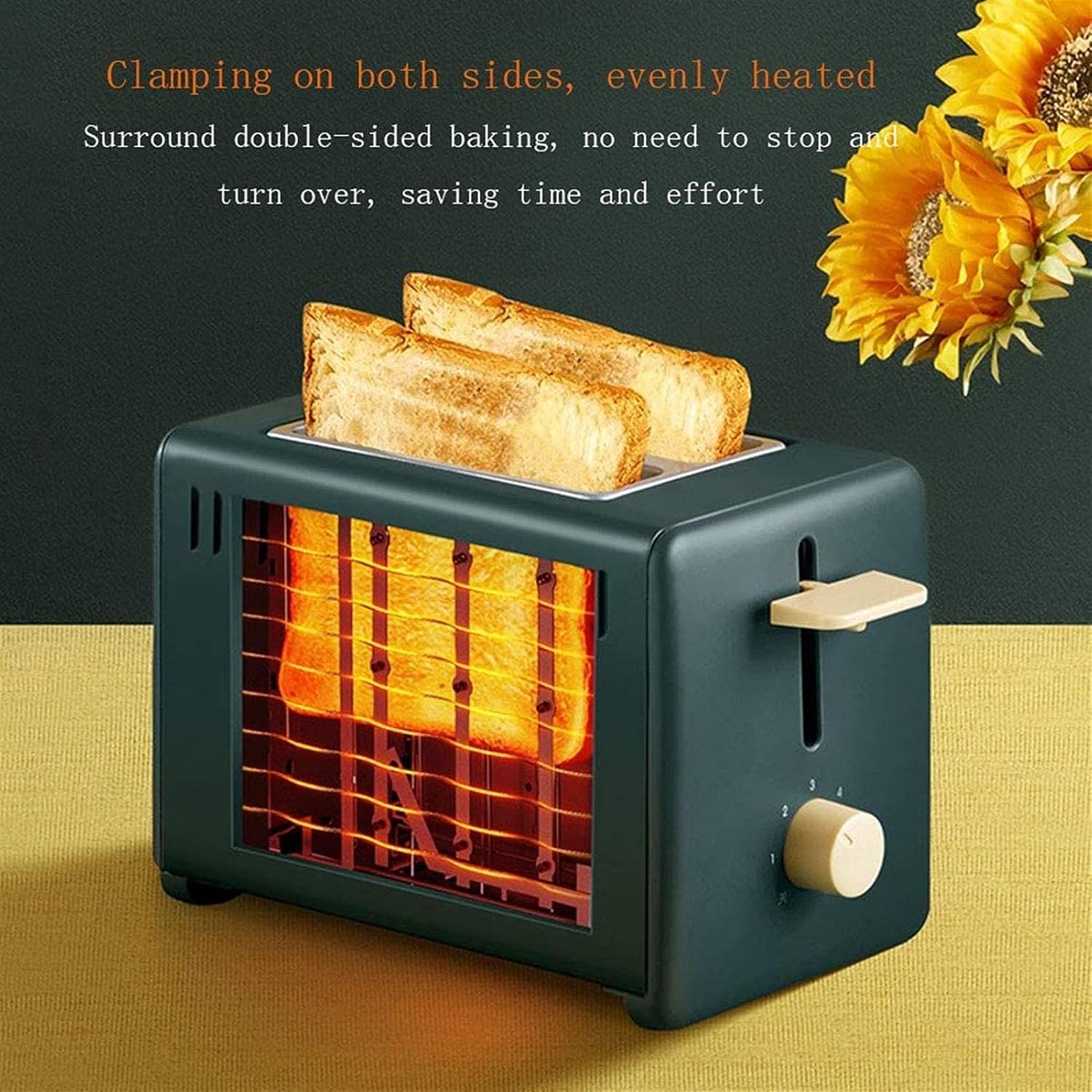 2 Slice Toaster,Retro 6 Gear Adjustment Toasters,Home Electric Toaster 2 Slice Bread Oven,Automatic Breakfast Maker with Widen The Grill and Dust Cover (Color : Pink) (Green)