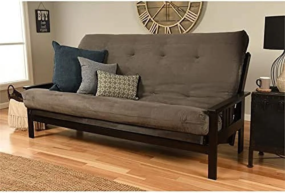 Full Size Spring Futon Mattress Replacement. Suede Fabric Sleeper Sofa Bed Mattress. Gray