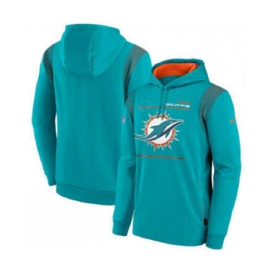 Men's Miami Dolphins 2021 Aqua Sideline Logo Performance Pullover Hoodie