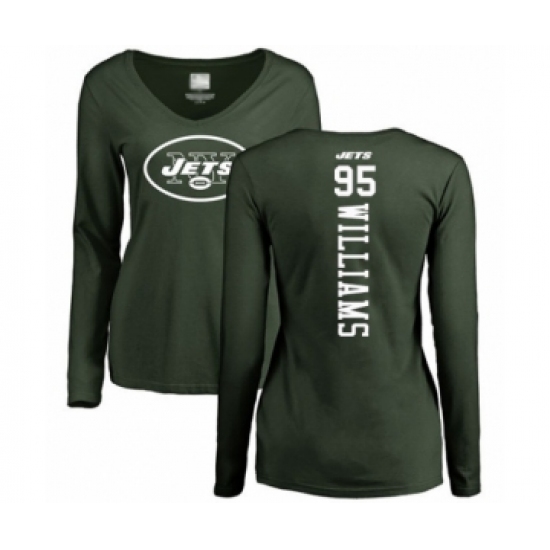 Football Women's New York Jets #95 Quinnen Williams Green Backer Long Sleeve T-Shirt