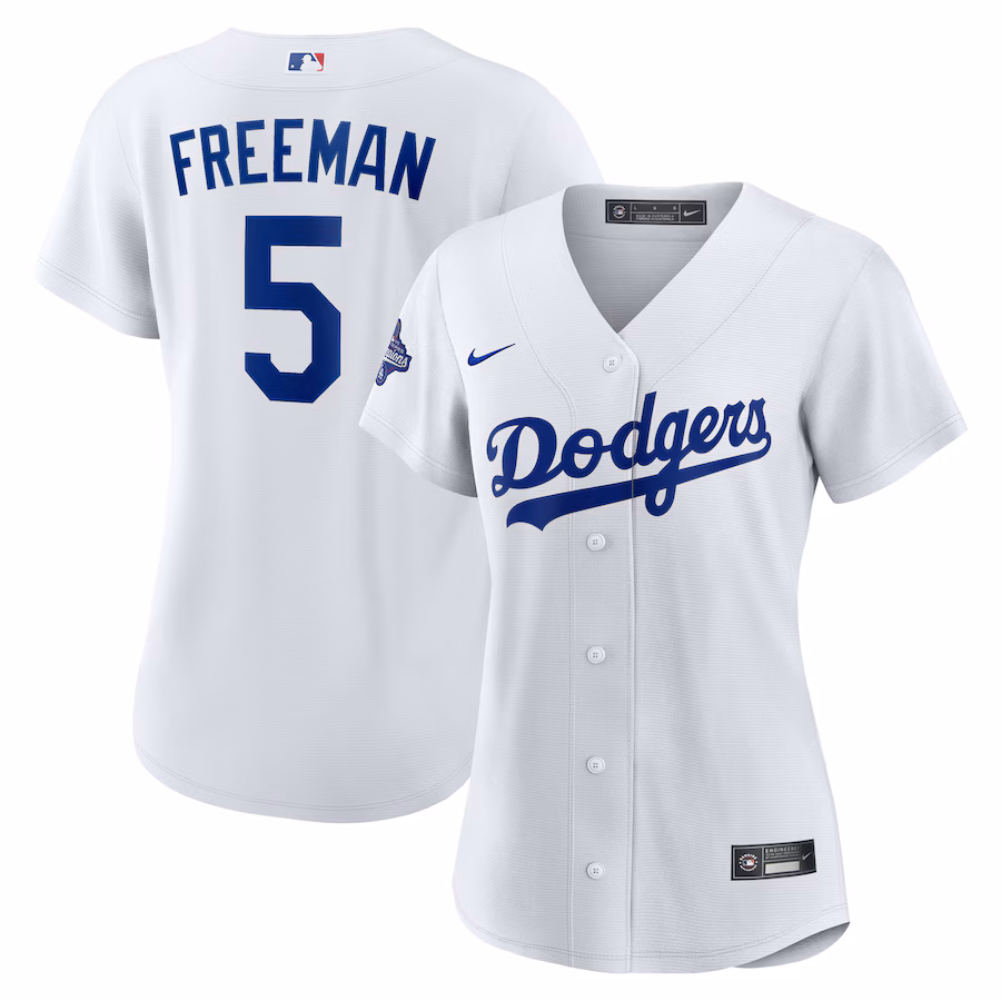 Women's Los Angeles Dodgers Freddie Freeman Nike White Home 2025 World Series Champions Replica Jersey
