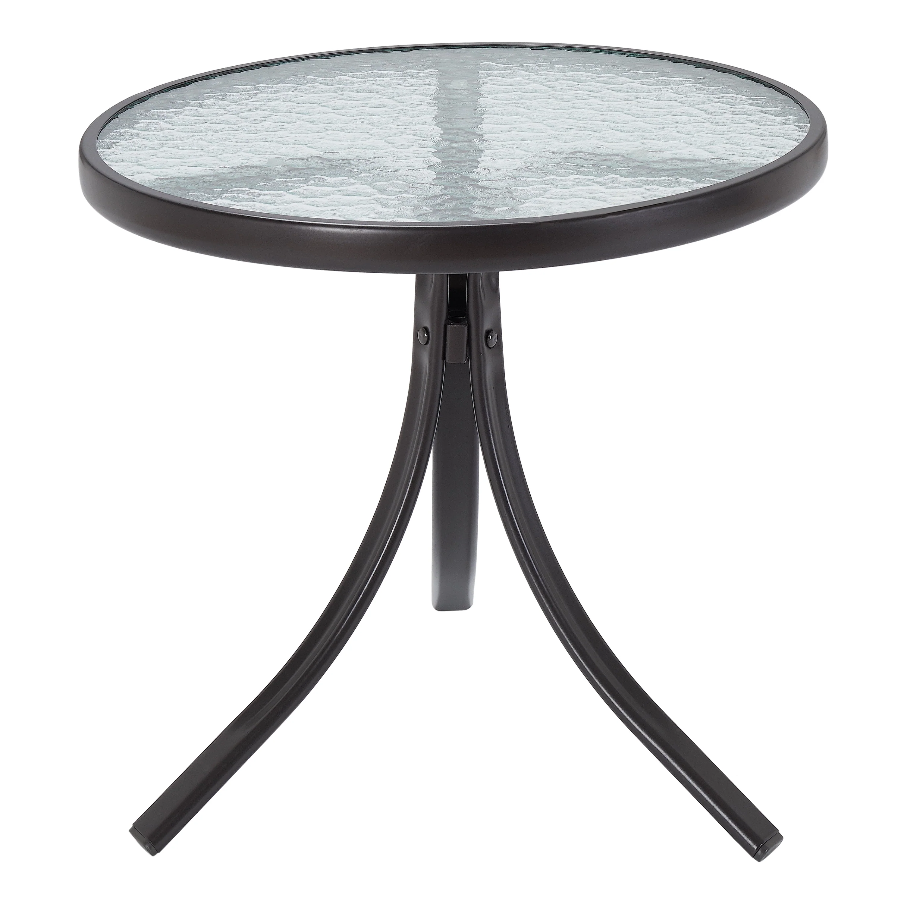 Mainstays Round Glass Side Table, 20 D x 17.5”H, Dark Brown Finish