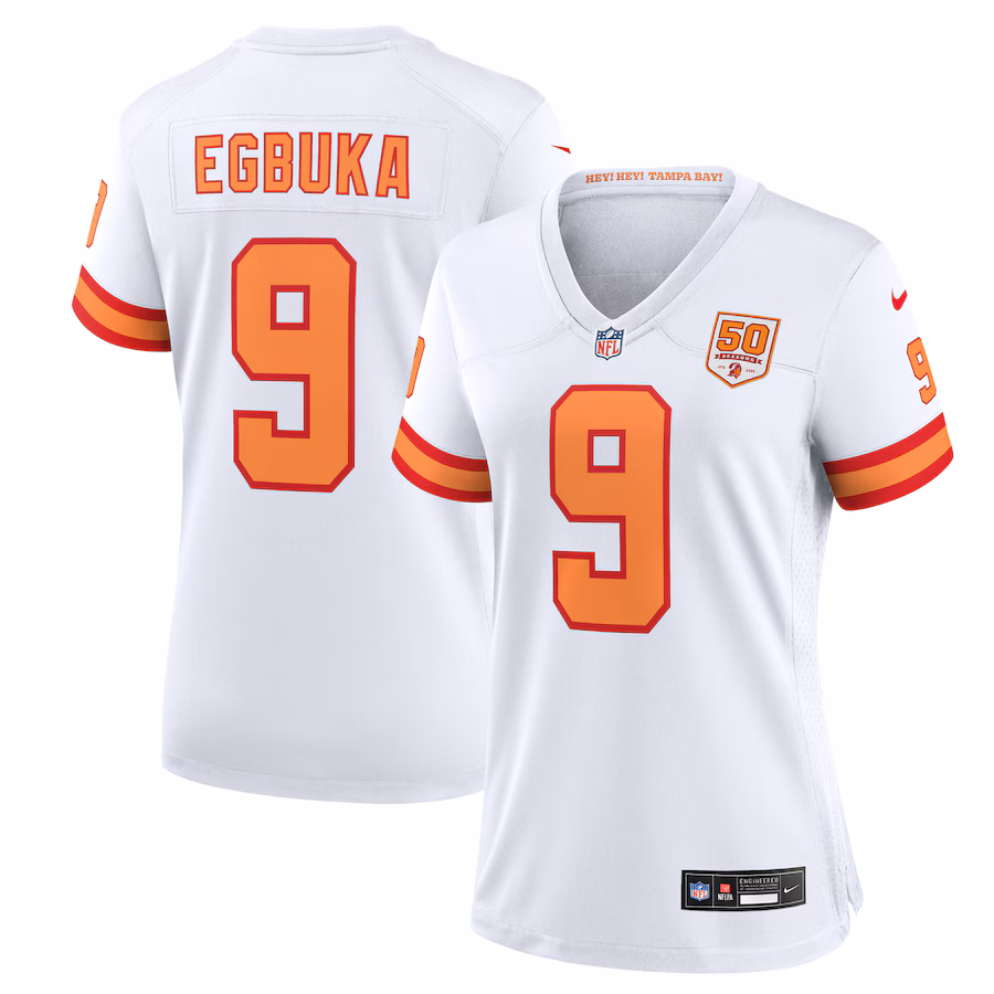 Women's '76 Tampa Bay Buccaneers Emeka Egbuka Nike White 50th Season Game Jersey